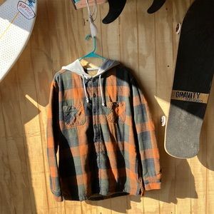 Large mens ORIGINAL WEATHERPROOF VINTAGE fleece lined flannel hoodie